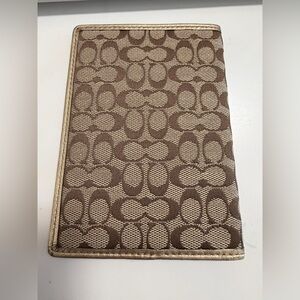 Coach Brown and Tan Signature Passport Holder